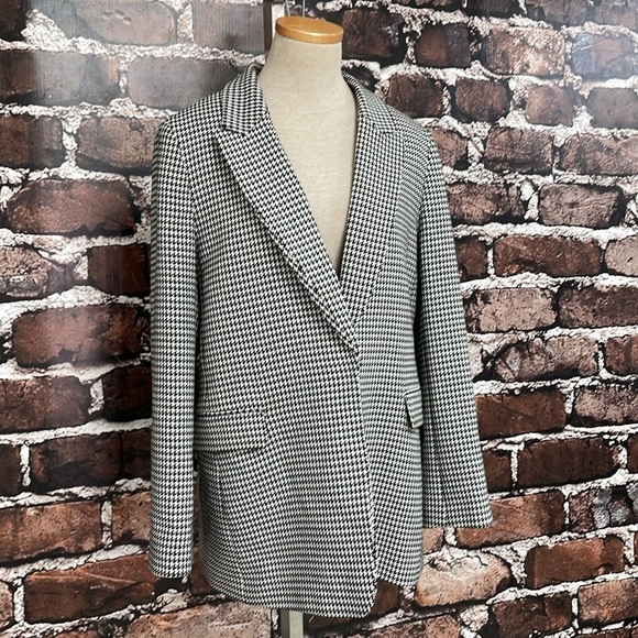 Gianni Bini Jacket Women's 10 Black White Houndstooth Collared Blazer Career - Picture 8 of 17